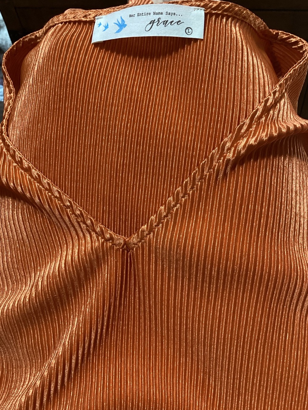Two-Piece Ribbed Silky Polyester Set in Rust Copper L - Picture 5 of 7